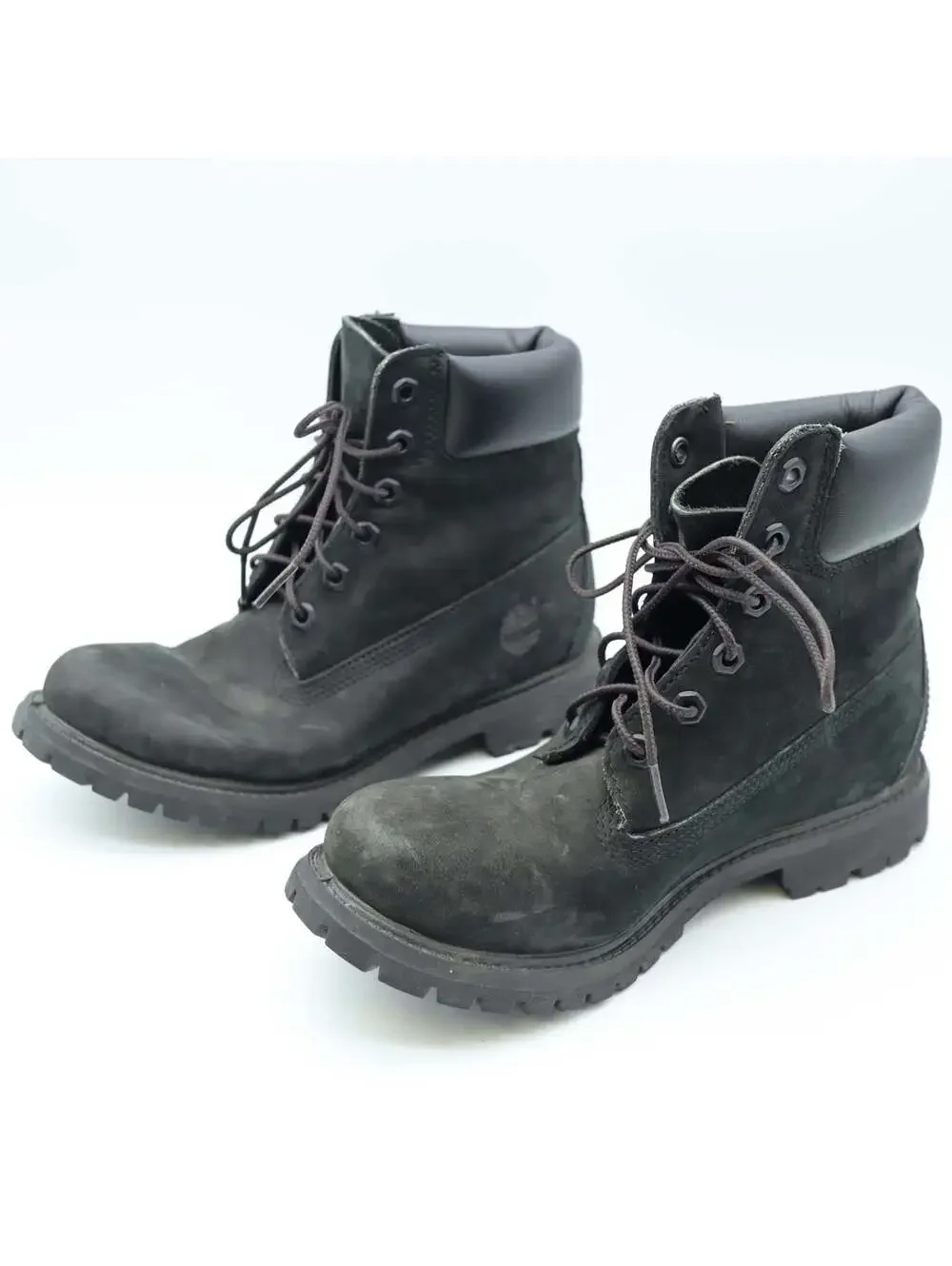 Timberland 6 Inch Premium Waterproof Boots Black Nubuck Leather Mens 6 Eyelet